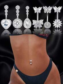 1 Ánh Sáng Sang Trọng Gợi Cảm Dát Kim Cương Hình Bướm Vòng Rốn Hoa Hồng Vàng Rốn Móng Tay Trang Sức Cơ Thể Đục Lỗ Của Phụ Nữ Quà Tặng Thích Hợp Để Mặc Hàng Ngày - Nhẫn rốn tròn hình bướm nhẹ nhàng sang trọng - Xem 8