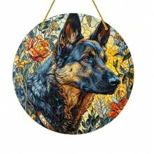 1pc, Cute And Colorful Dog Stained Window Hanging, Loyal Companion, Dog Lover Sign Gift For Mom, Family, Lover, Friends, Funny Acrylic Round Wreath Sign For Garden, Yard, Home, Door Welcome, Outdoor General Color Decorative Art, Sun Catcher, Window Decor For Dog Lovers, Car Interior Decoration, Car Rearview Mirror Hanging Decoration, Multiple Dogs Decorations To Choose From,Home Decor ,Room Decor,Wall Decor Gifts Birthday Graduation