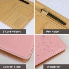 Pink Leather A4 Portfolio Padfolio, Multifunctional Document Folder For Office - one-size - View 3