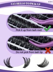 Lash Extension Kit Fluffy Volume Eyelash Extension Kit 360 PCS Lash Clusters DIY Lash Extension Kit With Applicator Tool For Self Application At Home(Kit,8-16MIX) - Black - View 8