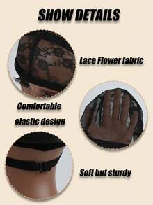 DeeJey 1pc Wig Cap Hair Net With Adjustable Strap For Making Wigs Black Lace Hair Net For Wigs - Black - View 5