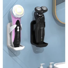 1入組刮鬍刀收納架，掛壁式電動牙刷架，浴室收納架，實用安全材料，家居組織工具，浴室配件 - 彩色 - 查看 4