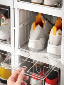 Cajas zapatos organizador,Cajas organizadoras de zapatos de acrílico blanco transparente,Caja de zapatos plegable, apilable y fácil de montar(6 cajas)Apilable para Zapatillas hasta talla 44, - Blanco - Ver 8