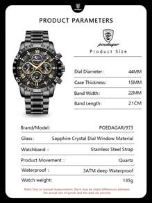 Sports Men Watch Waterproof Chronograph Men's Watches Luminous Stainless Steel Luxury Watch For Man Quartz +Box,1PC