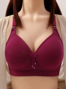 3 Pcs Women Solid Color Wireless Gather Uplift Comfort Bra Set