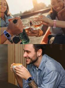 2 In 1 Crystal Clear Sport Band With Bumper Case Compatible With Apple Watch Band 38/40/41/42/44/45/46/49mm,Jelly Sports Protective Replacement Wristband Strap Compatible With IWatch 11/10/9/8/7/6/5/4/3/2/1/SE Ultra Women Man No Screen Not Included Watch - Blue - View 7