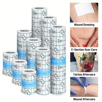 1m/2m/5m/10m 1 Roll Transparent Adhesive Wrap Tattoo Aftercare Bandage, Waterproof Protective Film Tattoo Bandage Roll, Skin Dressing, For Swimming Tattoo Aftercare Supplies