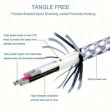 3pcs/1pc 1m/2m/3 Meters Nylon Braided Charging Cable, USB-A To 8-Pin Fast Charging Data Cable Compatible With IPhone 14/13/12/11 Pro Max XR XS X/8/7/6s Plus 5s SE, Also Suitable For IPad, IPod And Other Devices - Silver (3 Packs) - View 4