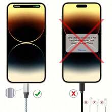 3pcs/1pc 1m/2m/3 Meters Nylon Braided Charging Cable, USB-A To 8-Pin Fast Charging Data Cable Compatible With IPhone 14/13/12/11 Pro Max XR XS X/8/7/6s Plus 5s SE, Also Suitable For IPad, IPod And Other Devices - Silver (3 Packs) - View 5