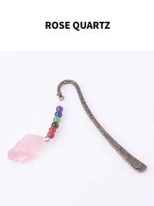 古銅色金屬書籤串珠書籤，手工製作七輪修復水晶生命之樹翠綠寶石和圓珠 - 彩色 - 查看 19