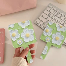 1pc Square Handheld Mirror With Simple Flower Handle, Portable Makeup Mirror For Girls - Multicolor - View 10