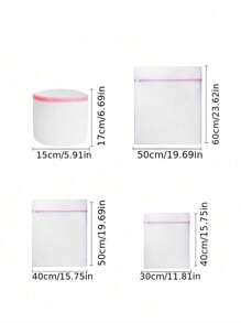 4 件套网眼洗衣袋套装，春季，简约，夏季上衣 - 白色 - 查看 2