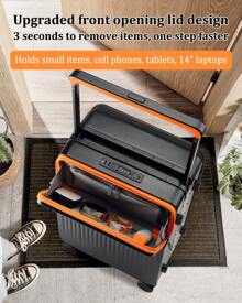 Joyway Luggage PC Front-Opening Suitcase With Spinner Wheels, Interior Laptop Compartment And USB Port - Black - View 5