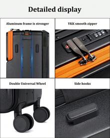 Joyway Luggage PC Front-Opening Suitcase With Spinner Wheels, Interior Laptop Compartment And USB Port - Black - View 8