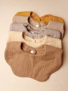 5入組可愛糖果色柔軟彈性嬰兒圍兜套裝，適用於0-2歲嬰幼兒 - 彩色 - 查看 6