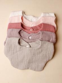 5入組可愛糖果色柔軟彈性嬰兒圍兜套裝，適用於0-2歲嬰幼兒 - 彩色 - 查看 5