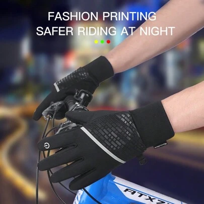 Kyncilor 1 Pair Of Black And Gray Winter Thickened Gloves For Both Men And Women, Touch Screen Gloves, Stylish Design On The Back Of The Hand, Shock-Absorbing And Wear-Resistant Palm Pads, Skin Friendly Microfiber Fabric, Suitable For Fitness Equipment, Sports, Running, Weightlifting, Volleyball, Basketball, Badminton, Skiing, Mountaineering, Climbing, Dancing, Outdoor Sports, Fitness, Thickened Gloves