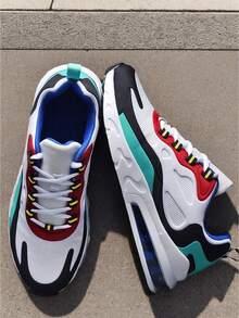 Zapatillas de deporte de malla transpirable, ligeras y con bloqueo de color para hombre, zapatillas de tenis antideslizantes, cómodas y a la moda, elementos de bloqueo de color de estilo clásico, adecuadas para deportes al aire libre, street dance, tenis, ejercicio, footing, fitness, citas, viajes y desplazamientos al trabajo. - Blanco - Ver 7