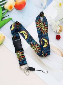 1pc Breakaway Boho Neck Lanyard For Keys,Keychain,ID Badge Holder With Quick Release Buckle,Keyring, Cool Sun And Moon Strap,Great Gift For Women Man. Car Accessories Bag Charm Backpack For School