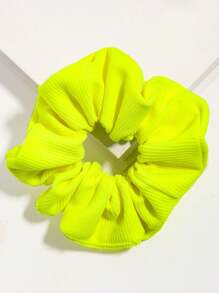 1个纯色条纹荧光绿发圈发饰，学生发圈发绳，休闲马尾辫发饰 - 青檸色 - 查看 2