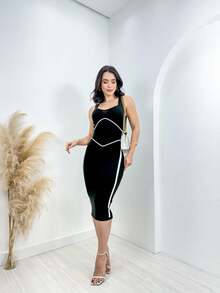 Women Sweater Dresses - 黑色 - 查看 2