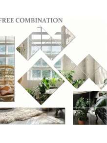8pcs HD Self Adhesive Acrylic Mirror Sheets, Frameless Flexible Non Glass Mirror Tiles, Mirror Stickers For Home Wall Decor, Suitable For Gym Living Room Bedroom Office Home Bathroom Decor Fall Decor Makeup Organizer Bathroom Accessories Back To School