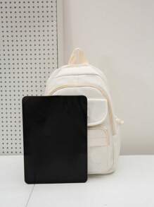 Mochila funcional minimalista para mujeres, adecuada para el transporte diario y los viajes - Blanco - Ver 3
