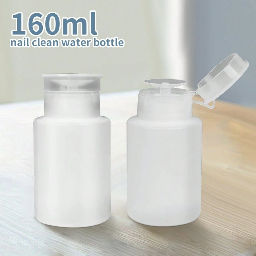 XEIJAYI 160ml Empty Pump Dispenser Liquid Uv Gel Polish Nail Art Polish Clean Bottle Polish Cleanser Remover Bottle Manicure Tool Travel Dispensers Gel Polish Remover Container Manicure - White - View 1