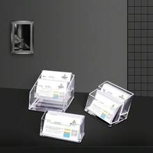 1pc Clear Acrylic Business Card Holder, Double/ Triple-Layered Simple Desk Name Card Stand For Trade Shows And Offices, Back To School Valentine Day