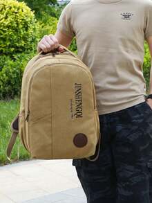 New Large Capacity Canvas Backpack Casual Outdoor Travel Men's Bag Vintage Luggage Rucksack Multifunctional Men's Backpack Inside There Is A Compartment For Your Computer Back To School School Bag For Books - Khaki - View 3