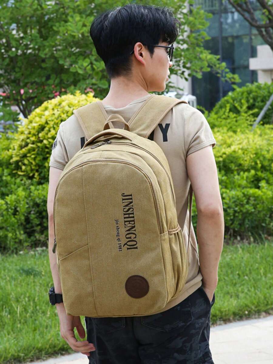 New Large Capacity Canvas Backpack Casual Outdoor Travel Men's Bag Vintage Luggage Rucksack Multifunctional Men's Backpack Inside There Is A Compartment For Your Computer Back To School School Bag For Books - Khaki - View 1