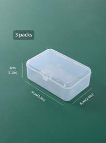 1/3pcs Rectangular Transparent Storage Box