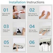 Cortinas para puerta francesa en estilo de persiana enrollable con 1 panel de color blanco crema, cortinas opacas para puerta, cortinas para puerta delantera con privacidad para ventana de puerta, dormitorio, oficina, sombra de atar aislante térmica