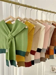 1 pieza Chal/Poncho de punto con decoración acrílica, estilo clásico casual de vacaciones con protección solar y UV, perfecto como accesorio de viaje al aire libre para mujeres