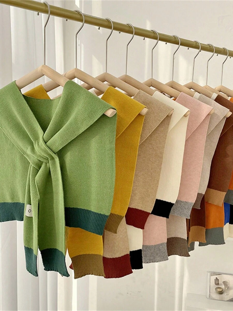 1 pieza Chal/Poncho de punto con decoración acrílica, estilo clásico casual de vacaciones con protección solar y UV, perfecto como accesorio de viaje al aire libre para mujeres