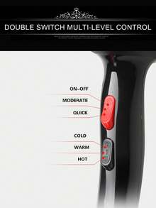 1 Bộ máy sấy tóc có đầu tập trung, bộ khuếch tán/lược chải, vỏ chống sốc và chịu nhiệt bằng nylon, động cơ nhẹ và ít tiếng ồn, 2 tốc độ gió nóng lạnh, lược chải màu ngẫu nhiên - Phích cắm loại C của EU (220-240V) - Xem 6