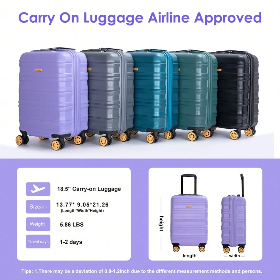 18.5" Carry On Luggage Airline Approved Carry On Suitcase With TSA Approved Carry On Luggage