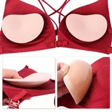 2pcs Bra Pad Insert Adhesive Bra, Push Up, Silicone Adhesive Breast Lift, Women's Sports Swimwear Waterproof Liner, Bikini Dress Swimsuit, Beige