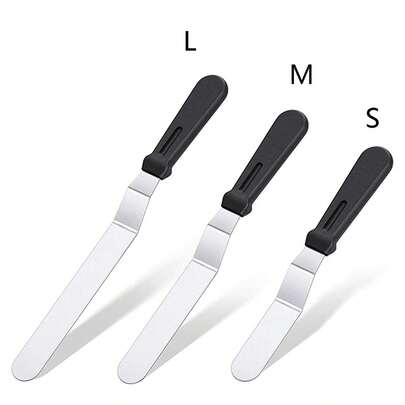 1入組不鏽鋼蛋糕奶油刮刀，配有塑料手柄，適用於蛋糕店的廚房烘焙工具