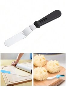 1入組不鏽鋼蛋糕奶油刮刀，配有塑料手柄，適用於蛋糕店的廚房烘焙工具