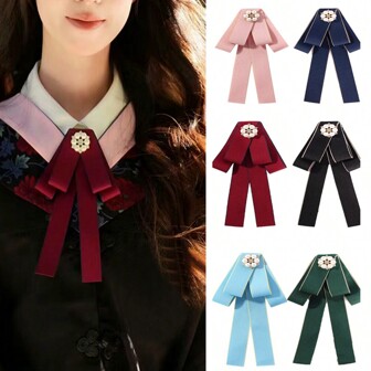 (1pc/Pack) College Style Graduation Gown Bow Brooch Lapel Flower Flight Attendant Graduation Photo Accessory, Versatile Students Fashion Pin