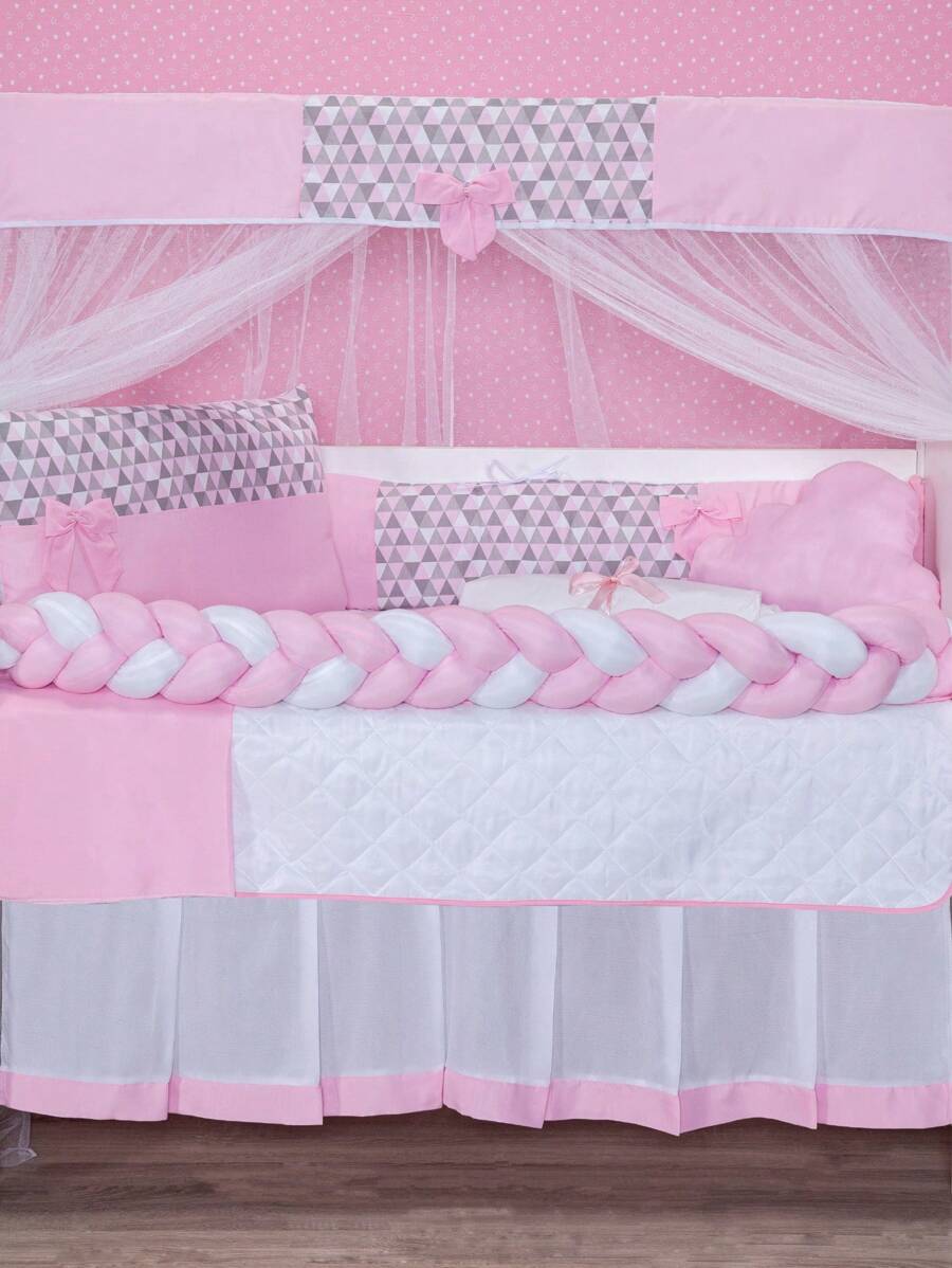 Bộ ga trải giường cho bé kèm vỏ gối - Hồng - Xem 1