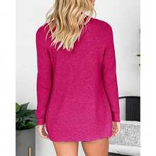 Womens Open Front Oversized Chunky Knit Long Cardigan Sweaters Dressy Long Sleeve Fall Cardigan Outwear With Pockets - Hot Pink - View 4