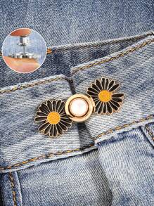 4套/1套裤子腰部紧固件可拆卸牛仔裤纽扣宽松牛仔裤无需缝纫无需工具纽扣别针牛仔裤可调节牛仔裤纽扣别针雏菊花即时裤子纽扣紧固件 - 彩色 - 查看 11