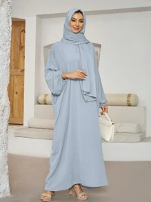 1 件时尚休闲长袍，带头巾，连体，适合女性日常穿着，长度 143 厘米 - 彩色 - 查看 6