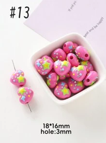 手繪亞克力愛心珠,多種顏色,精美可愛的珠子,適用於節日禮物,配搭各種飾品進行日常DIY - 手繪愛心珠 - 查看 50