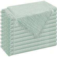 6/12/18 件纯色布餐巾，带流苏，适合婚礼、聚会、派对和日常使用