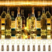 3/10 piezas, 20 luces LED para botellas, 2 metros (78.74 pulgadas) de luz de corcho, luces de cadena para botellas de vino con forma de uva para fiestas, bodas, días festivos de Halloween, Acción de Gracias, decoración navideña, decoración del hogar, decoración de dormitorio, decoración interior, decoración de bodas, decoración navideña y decoración de días festivos
