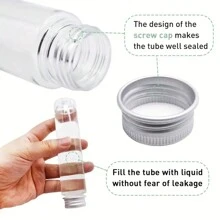 25pcs High-Capacity Transparent Plastic Test Tubes With Aluminum Screw Caps - Ideal For Storage Of Granules And Liquids - Durable Galvanized Shell, Leak-Proof, Easy To Use