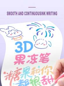12/8色3D果凍筆學生套裝，高容量，不透明，閃閃發亮，適用於記錄、標記、高亮，網紅彩色筆芯 - 3d立體果凍筆(新品) - 查看 5